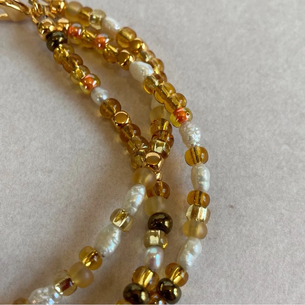 HAND CRAFTED Chocolate Crackle Agate Multi Strand Beaded Bracelet 7.5